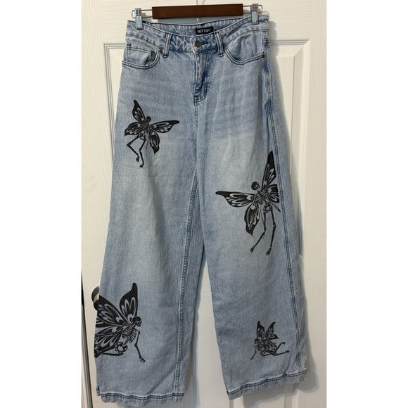 Hot Topic Denim - Hot Topic Jeans Women's Denim Wide-Leg Skeleton Fairy Goth Skater Juniors Size 5